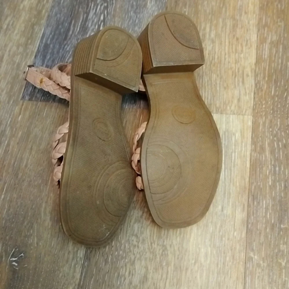 Kids Tan Braided Strap Open Toe Sandals Size 13